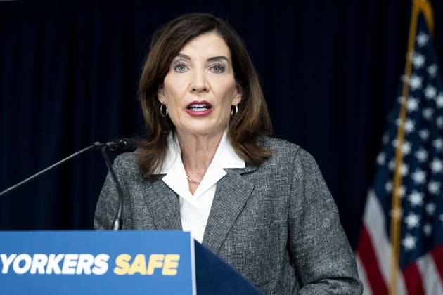 May 29, 2026, New York City, New York, United States: New York State Governor KATHY HOCHUL (D) speaking at a press conference in her office in New York City about overreach by ICE (Immigration and Customs Enforcement) and new related state laws to protect people in New York. New York City United States - ZUMAb161 20260529_aap_b161_012 Copyright: xMichaelxBrochsteinx