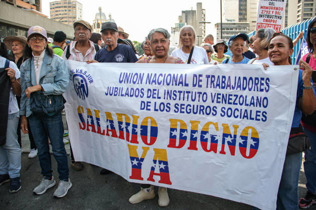 Retirees protest in Caracas on Senior Citizens’ Day over living conditions CARACAS, VENEZUELA - MAY 29: Retirees and pensioners gather at the corner of Salas Street on Senior Citizens’ Day to protest and demand improved living conditions, including a fair increase in pensions and access to essential social benefits, in Caracas, Venezuela, on May 29, 2026. Representatives from various sectors, including education, health, and universities, submit formal complaints and documents calling for dignified pensions, improved healthcare, and recovery of purchasing power. Diko Betancourt Anadolu Caracas Venezuela. Editorial use only. Please get in touch for any other usage. Copyright: x2026xAnadoluxDikoxBetancourtx