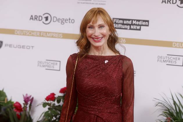 29.05.2026, Andrea Sawatzki, mit Abzeichen Hands protection Star of David, bei der Verleihung des Deutscher Filmpreis, 2026, Lola, in Berlin, Roter Teppich,