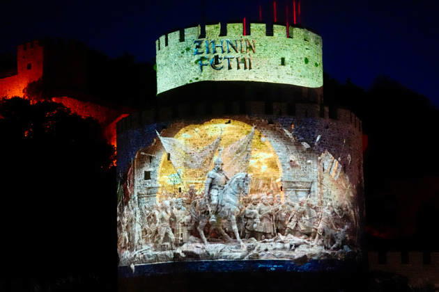 573rd anniversary of the conquest of Istanbul ISTANBUL, TURKIYE - MAY 29: A video mapping show is organized by the Turkish Communications Directorate at the Rumeli Fortress (Rumelihisari) as part of the events celebrating the 573rd anniversary of the conquest of Istanbul, Turkiye on May 29, 2026. Erhan Elaldi Anadolu Istanbul Turkey. Editorial use only. Please get in touch for any other usage. Copyright: x2026xAnadoluxErhanxElaldix