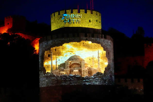 573rd anniversary of the conquest of Istanbul ISTANBUL, TURKIYE - MAY 29: A video mapping show is organized by the Turkish Communications Directorate at the Rumeli Fortress (Rumelihisari) as part of the events celebrating the 573rd anniversary of the conquest of Istanbul, Turkiye on May 29, 2026. Erhan Elaldi Anadolu Istanbul Turkey. Editorial use only. Please get in touch for any other usage. Copyright: x2026xAnadoluxErhanxElaldix