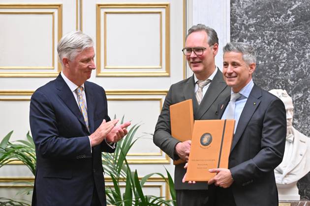 The King Hands Out The Francqui-Collen Prize 2026 BRUSSELS, BELGIUM - JUNE 2 : King Philippe hands out the 2026 Francqui-Collen Prize in Biological and Medical Sciences to Prof. Diether Lambrechts (KU Leuven VIB) and Prof. Patrice Cani (UC Louvain) at the Palace of the Academies in Brussels. Professor Diether Lambrechts receives the prize for his research into the best treatments for cancerous tumours, whilst Professor Patrice Cani is recognised for his work and research into the interaction between our gut bacteria and our brain, and for his groundbreaking discoveries ....on June 02, 2026 in Brussels, Belgium, 02 06 2026 Brussels Belgium  Copyright: xBertxVanxDenxBrouckex