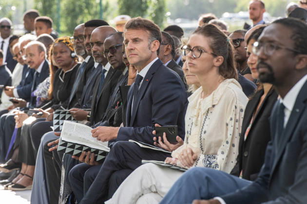 Emmanuel Macron Honors Tutsi Genocide Victims - Paris French President Emmanuel Macron inaugurates the memorial known as L Archive in tribute to the victims of the genocide perpetrated against the Tutsi in Rwanda, with Paul Kagame, President of the Republic of Rwanda, on the Esplanade Habib-Bourguiba on June 2, 2026 in Paris, France. Photo by Isa Harsin Pool ABACAPRESS.COM Paris Ile-de-France France  Copyright: xHarsinxIsa Pool ABACAx