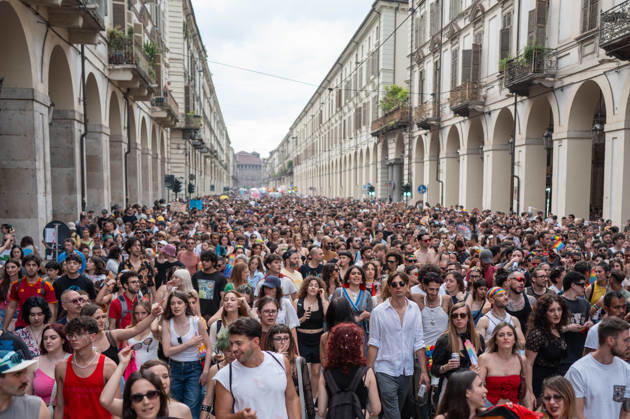 IPA85407032 - Turin. PRIDE 2026 more than 150,000 people parade through the streets of the city center. Pictured: images from Pride Copyright: xRiccardoxGIordanox xRiccardoxGiordanox 85407032