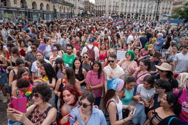 IPA85406840 - Turin. PRIDE 2026 more than 150,000 people parade through the streets of the city center. Pictured: images from Pride Copyright: xRiccardoxGIordanox xRiccardoxGiordanox 85406840