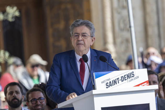 Jean Luc Mélenchon during the first presidential campaign rally for Jean Luc Mélenchon LFI on Place Victor Hugo in Saint Denis Pierrefitte, France, on June 7, 2026 France votes in a presidential election scheduled for April 2027 Emmanuel Forgeron Agence1827 Bestimage Rally to launch the campaign of French leftist party La France Insoumise LFI presidential candidate Jean Luc Melenchon on Place Victor Hugo in Saint Denis, a northern Paris suburb, France, on June 7, 2026 France votes in a presidential election scheduled for April 2027 Saint Denis France  Copyright: xEmmanuelxForgeronx xBestimagexEmmanuelxForgeronx xBestimagex