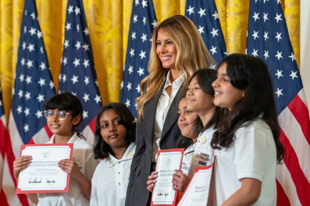 June 9, 2026, Washington, Dc, United States: First Lady Melania Trump honors Americaâ€⠢s next generation of leading artificial intelligence innovators during the Presidential AI Challenge Awards Ceremony in Washington, D.C., on June 9, 2026. The event recognized outstanding student achievement and innovation in artificial intelligence. Washington United States - ZUMAl312 20260609_znp_l312_016 Copyright: xAndrewxLeydenx