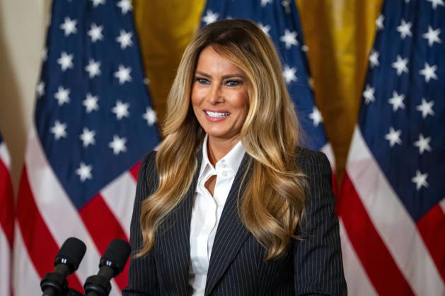 First Lady Melania Trump speaks during an event honoring the winners of the Presidential AI Regional Challenge in the East Room of the White House in Washington, DC on Tuesday, June 9, 2026. The challenge recognizes both student and educator teams who designed AI-based solutions for community challenges.  WAP20260609378 BONNIExCASH