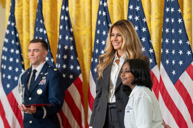 June 9, 2026, Washington, Dc, United States: First Lady Melania Trump honors Americaâ€⠢s next generation of leading artificial intelligence innovators during the Presidential AI Challenge Awards Ceremony in Washington, D.C., on June 9, 2026. The event recognized outstanding student achievement and innovation in artificial intelligence. Washington United States - ZUMAl312 20260609_znp_l312_015 Copyright: xAndrewxLeydenx