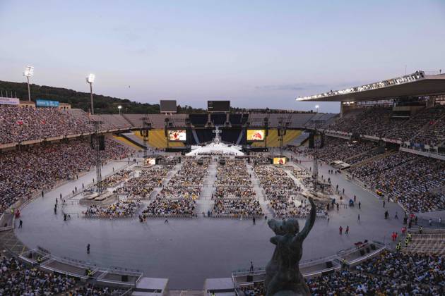 June 9, 2026, Barcelona, Catalonia, Italy: Barcelona, Spain. Pope Leo XIV meets the catholic community of Catalonia at Stadium Lluis Companys. Barcelona Italy  - ZUMAm214 20260609_zip_m214_024 Copyright: xMatteoxSeccix
