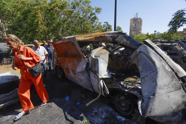 June 10, 2026, Saida, Saidon District, lebanon: An Israeli drone strike targeted a van in the Al-Bawaba Al-Fawqa area adjacent to the commercial market in central Sidon (Saida), southern Lebanon, killing two people and igniting a fire that spread to several nearby vehicles. The attack occurred near the Maronite Church and a fuel station in a densely populated civilian area. Emergency responders and civil defense teams recovered the victims and worked to extinguish the blaze, which damaged at least four neighboring cars. Saida lebanon - ZUMAb339 20260610_znp_b339_006 Copyright: xAbdulxKaderxAlxBayx
