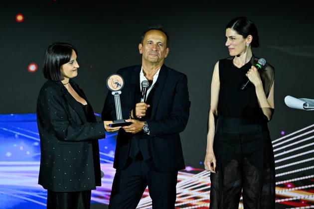 IPA85561787 - Taormina, 72nd Taormina Film Fest 2026 Night 1, Awards Ceremony Pictured: Uccio De Santis, Anna Valle  Copyright: xMaurizioxD avanzox xDxAvanzo Mangiarottix 85561787