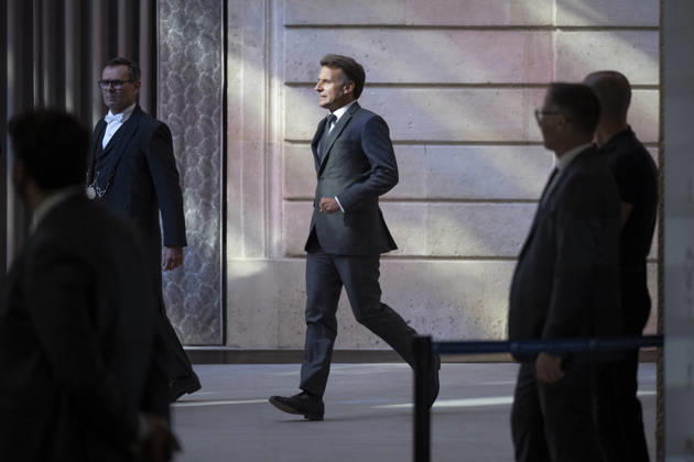 Le président Emmanuel Macron prononce un discours lors de la réception des groupes dengagement du G7 au palais de lElysée à Paris le 10 juin 2026 Eliot Blondet Pool Bestimage French President Emmanuel Macron arrives for a meeting with the G7 Engament Groups at the Elysee Palace, French Presidential Palace, in Paris, on June 10, 2026 Paris France  Copyright: xEliotxBlondetx xPoolx xBestimagexEliotxBlondetx xPoolx xBestimagex