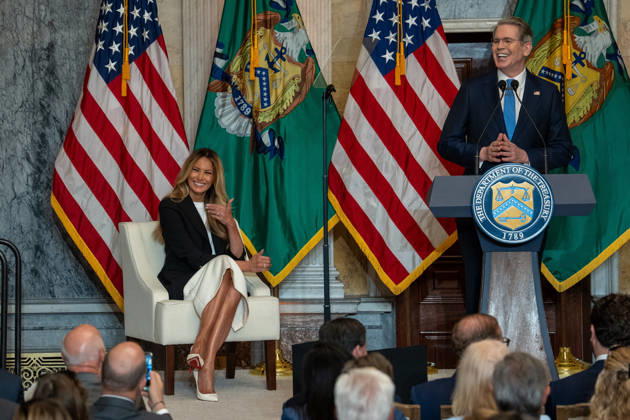 June 11, 2026, Washington, Dc, United States: First Lady Melania Trump speaks at the US Treasury about an expansion of Trump savings accounts to children currently in foster care on June 11, 2026. Washington United States - ZUMAl312 20260611_znp_l312_022 Copyright: xAndrewxLeydenx