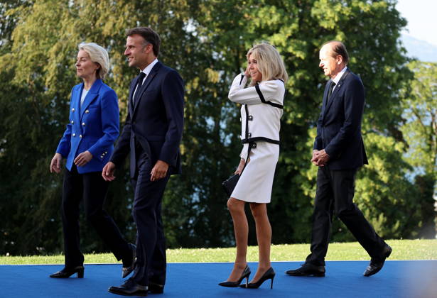 Ursula von der Leyen, President of the European Commission; President Emmanuel Macron; Heiko von der Leyen; Brigitte Macron. Arrival of thestate and government for a working dinner Responding together to major international challenges on the sidelines of the G7 summit in Évian-les-Bains on June 15, 2026, Évian, France,detected_source_language Copyright: xDOMINIQUExJACOVIDESx xBESTIMAGExDOMINIQUExJACOVIDESx xBESTIMAGEx