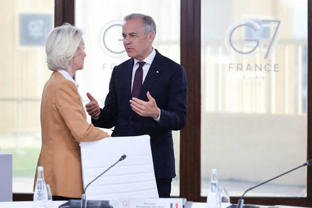 Ursula von der Leyen, President of the European Commission, Mark Carney, Prime Minister of Canada, during a meeting with the President of Ukraine at the G7 summit in Evian on June 16, 2026 Dominique Jacovides Bestimage Meeting with the President of Ukraine during the G7 summit in Evian on June 16, 2026 Evian, France,detected_source_language Copyright: xDOMINIQUExJACOVIDESx xBESTIMAGExDOMINIQUExJACOVIDESx xBESTIMAGEx