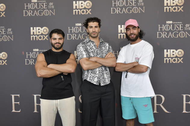 Mohammad Eliraqui, Mohamed Kanj Khamis und Soufiane El Mesaudi bei der Premiere der 3. Staffel der Sky Now Serie House of the Dragon im Kino International. Berlin, 19.06.2026