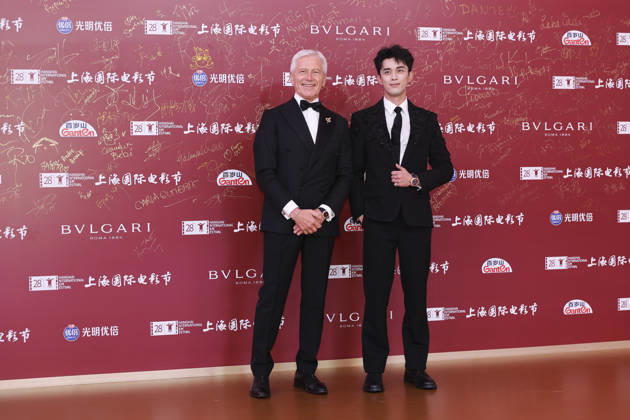 SHANGHAI, CHINA - JUNE 20: Actor Leo Wu Lei (R) arrives at the red carpet of the closing ceremony for the 28th Shanghai International Film Festival on June 20, 2026 in Shanghai, China.  Copyright: xVCGx 111649393070