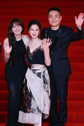 SHANGHAI, CHINA - JUNE 20: Actress Vicky Chen (aka Wen Qi), actress Ni Hongjie and actor Yu Entai arrive at the red carpet of the closing ceremony for the 28th Shanghai International Film Festival on June 20, 2026 in Shanghai, China.  Copyright: xVCGx 111649518309