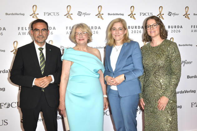 Klaus Holetschek, Heidrun Thaiss, Nina Warken und Sabine Markmiller bei der 21. Verleihung des Felix Burda Award 2026 im AXICA. Berlin, 21.06.2026