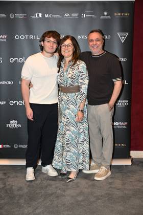 IPA85937282 - Rome: Casa del Cinema. Presentation of the Filming Italy Sardegna Festival. Pictured: Mattia Cirilli, Maria De Luca, Gabriele Cirilli  Copyright: xMaurizioxD Avanzox xDxAvanzo Provvisionatox 85937282