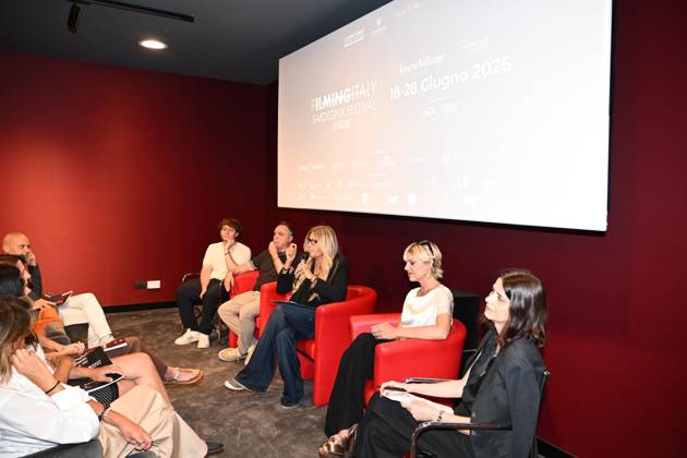 IPA85937413 - Rome: Casa del Cinema. Presentation of the Filming Italy Sardegna Festival. Pictured: Mattia Cirilli, Gabriele Cirilli, Tiziana Rocca, Micaela Ramazzotti, Domizia De Rosa  Copyright: xMaurizioxD Avanzox xDxAvanzo Provvisionatox 85937413