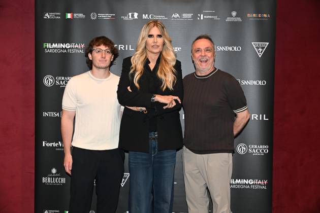 IPA85937272 - Rome: Casa del Cinema. Presentation of the Filming Italy Sardegna Festival. Pictured: Mattia Cirilli, Tiziana Rocca, Gabriele Cirilli  Copyright: xMaurizioxD Avanzox xDxAvanzo Provvisionatox 85937272