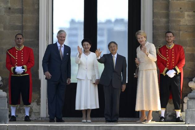 State Visit of the Emperor and the Empress of Japan to Belgium LAEKEN, BELGIUM - JUNE 22 : King Philippe - Filip of Belgium, Empress Masako of Japan, Emperor Naruhito of Japan and Queen Mathilde of Belgium pictured at the Castle of Laeken during the state visit of the Emperor and Empress of Japan to Belgium, on June 22, 2026 in Laeken, Belgium, 22 06 2026 Laeken Belgium  Copyright: xPhilipxReynaersx