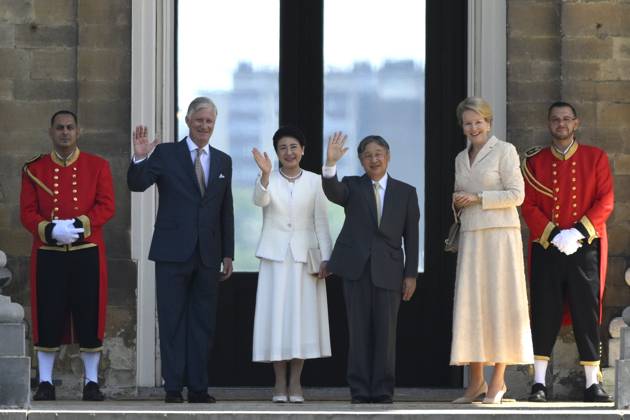 State Visit of the Emperor and the Empress of Japan to Belgium LAEKEN, BELGIUM - JUNE 22 : King Philippe - Filip of Belgium, Empress Masako of Japan, Emperor Naruhito of Japan and Queen Mathilde of Belgium pictured at the Castle of Laeken during the state visit of the Emperor and Empress of Japan to Belgium, on June 22, 2026 in Laeken, Belgium, 22 06 2026 Laeken Belgium  Copyright: xPhilipxReynaersx