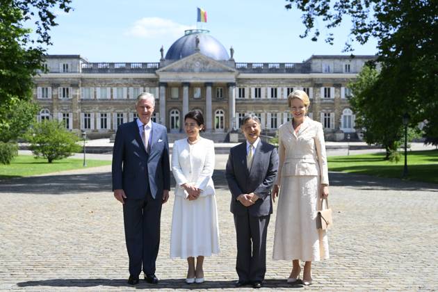 State Visit of the Emperor and the Empress of Japan to Belgium LAEKEN, BELGIUM - JUNE 22 : King Philippe - Filip of Belgium, Empress Masako of Japan, Emperor Naruhito of Japan and Queen Mathilde of Belgium pictured at the Castle of Laeken during the state visit of the Emperor and Empress of Japan to Belgium, on June 22, 2026 in Laeken, Belgium, 22 06 2026 Laeken Belgium  Copyright: xPhilipxReynaersx