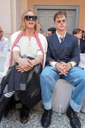 IPA85941629 - Milan, Milan Men™s Fashion Week Spring Summer 2027 - Men™s Fashion, Spring Summer 2027 - Thom Browne fashion show - front row Pictured: Jamie Campbell Bower and Joe Burrow  Copyright: xRiccardoxGIordanox xRiccardoxGiordanox 85941629