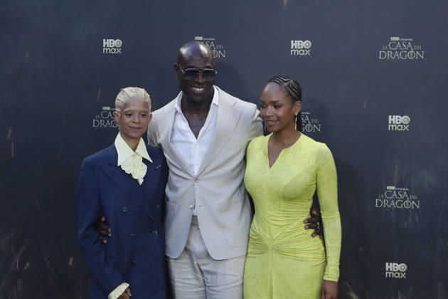 June 22, 2026, Madrid, Madrid, Spain: British actress PHOEBE CAMPBELL (L) who plays Lady Rhaena Targaryen, British actor STEVE TOUSSAINT (C) who plays Lord Corlys Velaryon and British actress BETHANY ANTONIA (R) who plays Lady Baela Targaryen pose together on the red carpet during the special screening event for the first episode of season three of the HBO series House of the Dragon . The premiere was held at the Terraza del Campo del Moro in Madrid. The highly anticipated fantasy series is based on George R R Martins book Fire and Blood and explores the epic history of House Targaryen set two hundred years before the events of Game of Thrones Madrid Spain - ZUMAo127 20260622_zep_o127_137 Copyright: xHugoxOrtunox