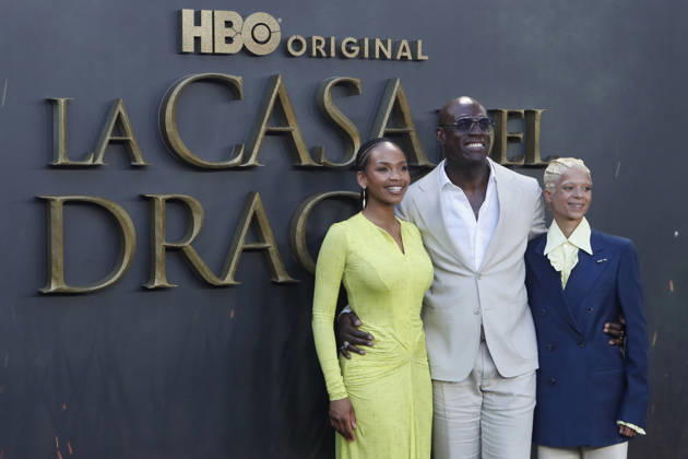 June 22, 2026, Madrid, Madrid, Spain: British actress PHOEBE CAMPBELL (L) who plays Lady Rhaena Targaryen, British actor STEVE TOUSSAINT (C) who plays Lord Corlys Velaryon and British actress BETHANY ANTONIA (R) who plays Lady Baela Targaryen pose together on the red carpet during the special screening event for the first episode of season three of the HBO series House of the Dragon . Madrid Spain - ZUMAo127 20260622_zep_o127_170 Copyright: xHugoxOrtunox
