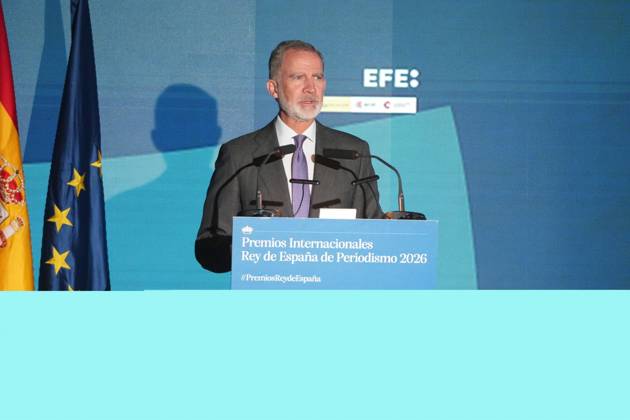 Spanish King Felipe VI attending the Rey de Espana de Periodismo awards 2026 in Madrid on Monday, 22 June 2026. In picture: King Felipe VI El rey Felipe VI preside la ceremonia de entrega de los premios Rey de Espana de Periodismo 2026 en Madrid el lunes 22 de junio de 2026 797 David Cordon Press Cordon Press 