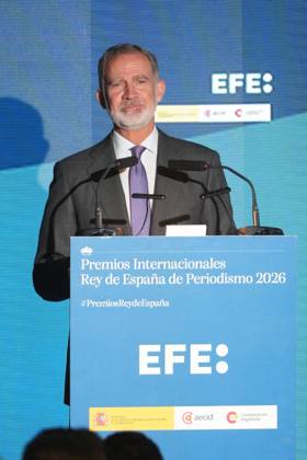 Spanish King Felipe VI attending the Rey de Espana de Periodismo awards 2026 in Madrid on Monday, 22 June 2026. In picture: King Felipe VI El rey Felipe VI preside la ceremonia de entrega de los premios Rey de Espana de Periodismo 2026 en Madrid el lunes 22 de junio de 2026 797 David Cordon Press Cordon Press 