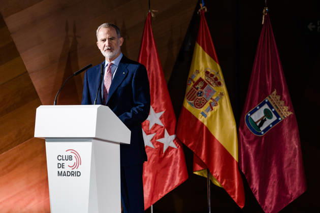 The King Presides Over the Club de Madrid’s Annual Policy Dialogue King Felipe VI during the Club de Madrid’s 2026 Annual Policy Dialogue at the Palacio de Cibeles on June 23, 2026, in Madrid, Spain. King Felipe VI presides over the Club of Madrid’s Annual Policy Dialogue on governance and the provision of global public goods in a fragmented world, coinciding with the 25th anniversary of the organization’s founding conference. The event brings together former democratic heads of state and government, experts, and influential stakeholders to address some of the most pressing challenges facing democracy and international cooperation. JUNE 23, 2026 Carlos Lujá Madrid, Spain,detected_source_language  Copyright: xCarlosxLujanx 7616520
