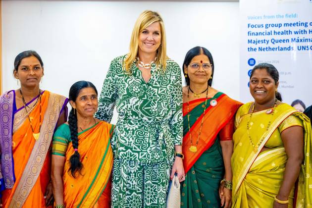 Mumbai, The Netherlands, 2026-06-23 12:54:51 MUMBAI, 23-06-2026, Her Majesty Queen Maxima visits the Republic of India from Tuesday 23 to Thursday 25 June at the invitation of the Government of India as Special Advocate of the UN Secretary-General for Financial Health (UNSGSA) PHOTO: NLBeeld Credit: NL Beeld Patrick van Emst  Copyright: xx x