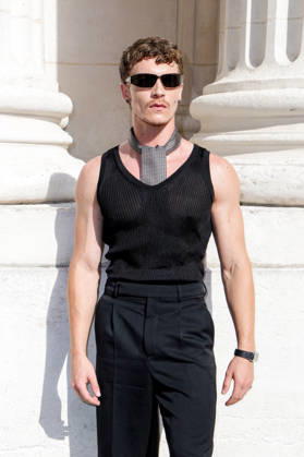 Connor Storrie at the end of the second Saint Laurent Ready-to-Wear Men’s Spring Summer 2027 fashion show during Paris Fashion Week at the Bourse de Commerce Pinault Collection in Paris, France, on June 23, 2026. Olivier Borde Bestimage Celebrities await the Saint Laurent Men’s Spring Summer 2027 show as part of Paris Fashion Week on June 23, 2026, in Paris, France. Paris, France,detected_source_language  Copyright: xOLIVIERxBORDEx xBESTIMAGExOLIVIERxBORDEx xBESTIMAGEx