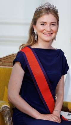Crown Princess Elisabeth and pictured prior to the state banquet at the Castle of Laeken - Laken, Brussels, during the official state visit of the Japanese Emperor and Empress to Belgium on Tuesday 23 June 2026. The Emperor and Empress of Japan visit Belgium from June 20-25.  BENOITxDOPPAGNE 179018766