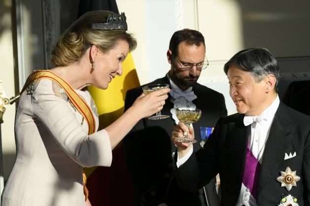 State Visit of the Emperor and the Empress of Japan to Belgium BRUSSELS, BELGIUM - JUNE 23 : Queen Mathilde of Belgium and Emperor Naruhito of Japan pictured during the State Banquet at Laeken Castle during the State Visit of the Emperor and Empress of Japan to Belgium, on June 23, 2026 in Brussels, Belgium, 23 06 2026 Brussels Belgium  Copyright: xPhilipxReynaersx