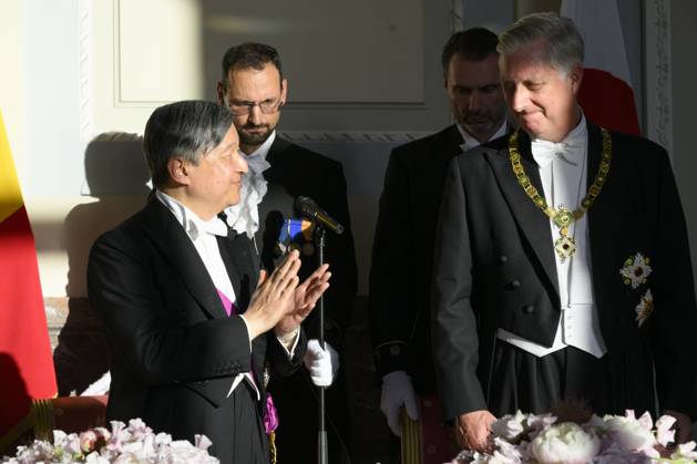 State Visit of the Emperor and the Empress of Japan to Belgium BRUSSELS, BELGIUM - JUNE 23 : King Philippe of Belgium and Emperor Naruhito of Japan pictured during the State Banquet at Laeken Castle during the State Visit of the Emperor and Empress of Japan to Belgium, on June 23, 2026 in Brussels, Belgium, 23 06 2026 Brussels Belgium  Copyright: xPhilipxReynaersx