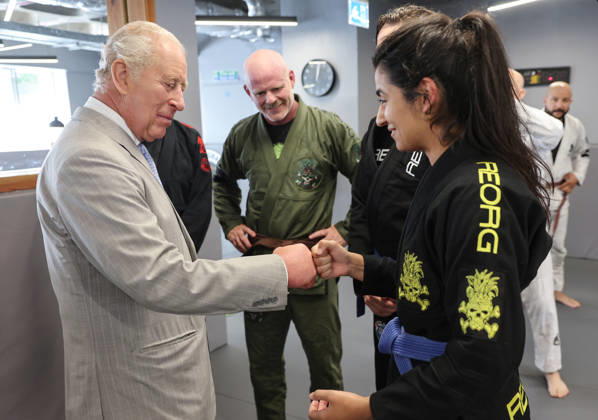 King Charles visits REORG King Charles visits REORG to hear about their work supporting military personnel, veterans and emergency service workers through Brazilian Jiu Jitsu training, in London, UK, on the 24th June 2026. Picture by Chris Jackson WPA-Pool London REORG London United Kingdom  WHA-0830