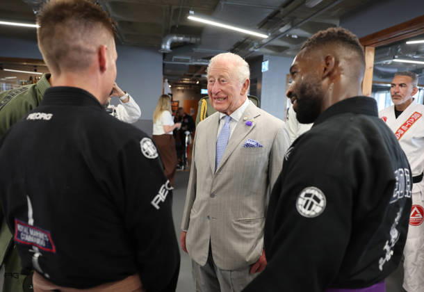 King Charles visits REORG King Charles visits REORG to hear about their work supporting military personnel, veterans and emergency service workers through Brazilian Jiu Jitsu training, in London, UK, on the 24th June 2026. Picture by Chris Jackson WPA-Pool London REORG London United Kingdom  WHA-0830