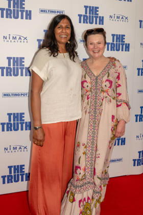 Actors, Lolita Chakrabarti (R) and Monica Dolan (L) pose with eachother on the red carpet of the West End Comedy, The Truth. Apollo Theatre, London. 24 June 2026 The Truth stars Tony Award-nominated Stephen Mangan (BBC 1 The Split; BBC 2 Episodes ) returning to the London stage, alongside comedy icon Ardal O™Hanlon (Channel 4, Father Ted; Netflix, How To Get To Heaven From Belfast), Sarah Hadland (BBC 1, Miranda; Strictly Come Dancing; ITV, The Job Lot) and double Olivier Award-winner Janie Dee four of the UK and Ireland™s most beloved stage and screen performers bringing their formidable comic talents to this sophisticated and fast-paced comedy., Credit:JAMES COOK Avalon Copyright: xJAMESxCOOKx xAvalonx 1112277590