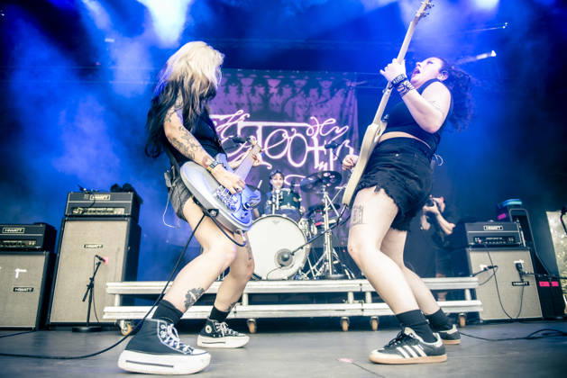 Faetooth live at Copenhell 2026 Copenhagen, Denmark. 24th, June 2026. The American doom trio Faetooth performs a live concert during the Danish heavy metal festival Copenhell 2026 in Copenhagen. Here vocalist and guitarist Ari May (R) is seen live on stage with bass player Jenna Garcia (L). Denmark, Copenhagen  Copyright: xGonzalesxPhoto MathiasxBakxLarsenx