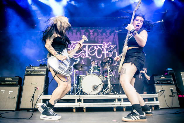 Faetooth live at Copenhell 2026 Copenhagen, Denmark. 24th, June 2026. The American doom trio Faetooth performs a live concert during the Danish heavy metal festival Copenhell 2026 in Copenhagen. Here vocalist and guitarist Ari May (R) is seen live on stage with bass player Jenna Garcia (L). Denmark, Copenhagen  Copyright: xGonzalesxPhoto MathiasxBakxLarsenx