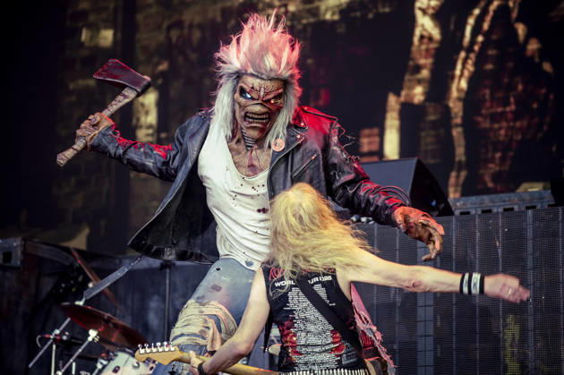 Iron Maiden live at Copenhell 2026 Copenhagen, Denmark. 24th, June 2026. The English heavy metal band Iron Maiden performs a live concert during the Danish heavy metal festival Copenhell 2026 in Copenhagen. Here the mascot Eddie is seen live on stage with guitarist Janick Gers. Denmark, Copenhagen  Copyright: xGonzalesxPhoto MathiasxBakxLarsenx