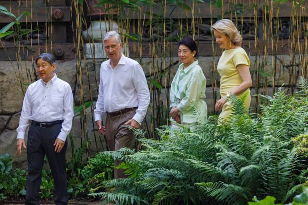 Japanese imperial couple concludes state visit to Belgium BRUSSELS, BELGIUM – JUNE 25: (----EDITORIAL USE ONLY MANDATORY CREDIT - OLIVIER MATTHYS POOL EPA - NO MARKETING NO ADVERTISING CAMPAIGNS - DISTRIBUTED AS A SERVICE TO CLIENTS----) Belgium s King Philippe and Queen Mathilde accompany Japan s Emperor Naruhito and Empress Masako during a visit to the Japanese Tower and its gardens in the Royal Domain of Laeken in Brussels, Belgium, on June 25, 2026. The visit took place on the final day of the Japanese imperial couple s state visit to Belgium marking the 160th anniversary of diplomatic relations between the two countries. Built between 1900 and 1904 on the orders of King Leopold II, the nearly 50-meter-high Japanese Tower is one o  Copyright: x2026xAnadoluxOlivierxMatthys Poolx