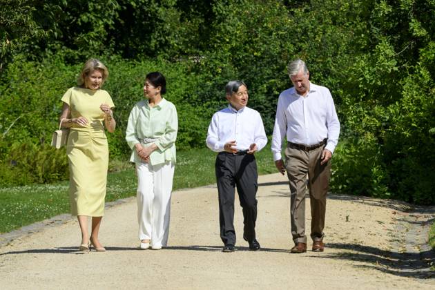State Visit of the Emperor and the Empress of Japan to Belgium BRUSSELS, BELGIUM - JUNE 25 : Emperor Naruhito of Japan, Empress Masako of Japan, King Philippe - Filip of Belgium and Queen Mathilde of Belgium pictured during a wallk in the Royal Greenhouses of Laeken during the state visit of the Emperor and Empress of Japan to Belgium, on June 25, 2026 in Brussels, Belgium, 25 06 2026 Brussels Belgium  Copyright: xPhilipxReynaersx