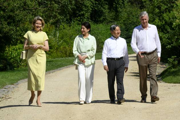 State Visit of the Emperor and the Empress of Japan to Belgium BRUSSELS, BELGIUM - JUNE 25 : Emperor Naruhito of Japan, Empress Masako of Japan, King Philippe - Filip of Belgium and Queen Mathilde of Belgium pictured during a wallk in the Royal Greenhouses of Laeken during the state visit of the Emperor and Empress of Japan to Belgium, on June 25, 2026 in Brussels, Belgium, 25 06 2026 Brussels Belgium  Copyright: xPhilipxReynaersx